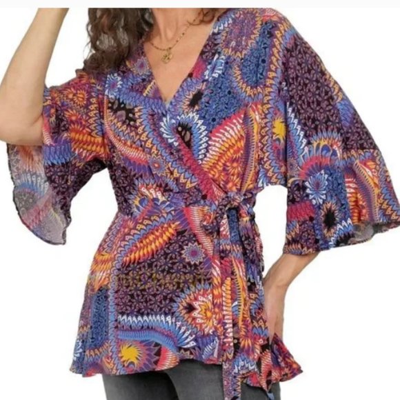 Maeve Tops - MAEVE for Anthropologie Elly Kimono Wrap Blouse
